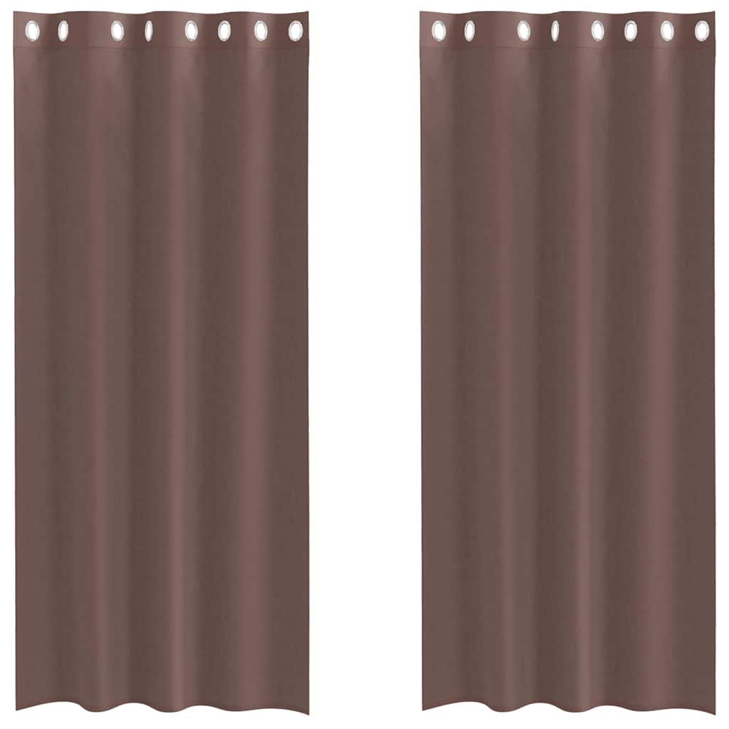 Tende in Voile con Occhielli 2 pz Marrone 140x245 cm