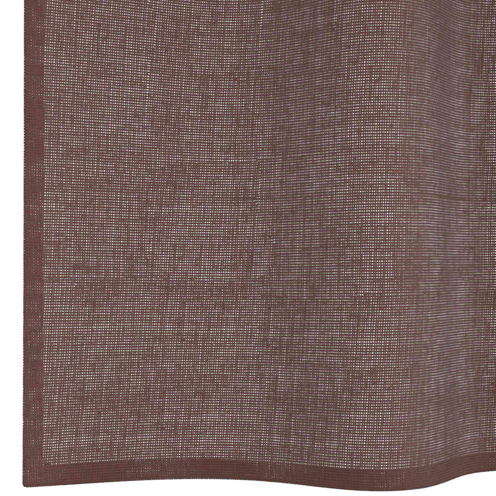 Tende in Voile con Occhielli 2 pz Marrone 140x260 cm