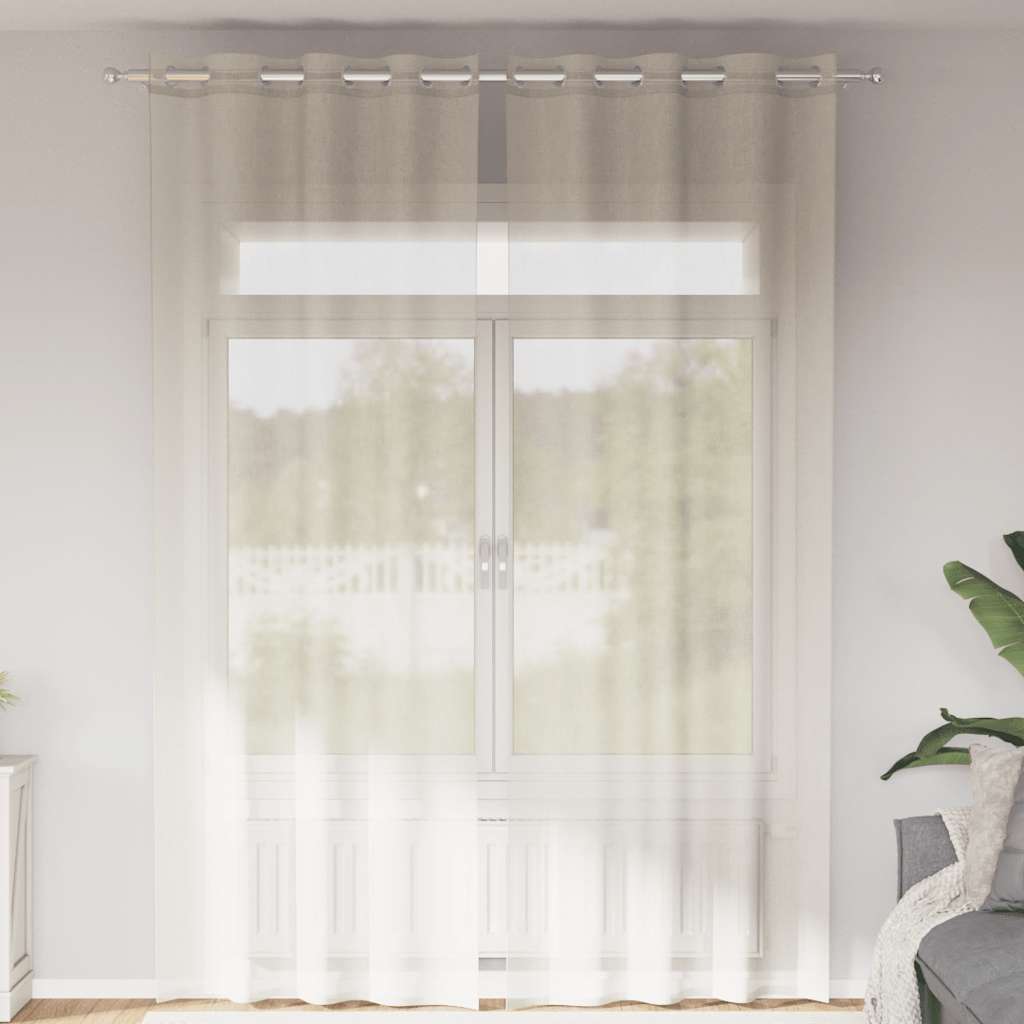 Tende in Voile con Occhielli 2 pz Crema 140x300 cm