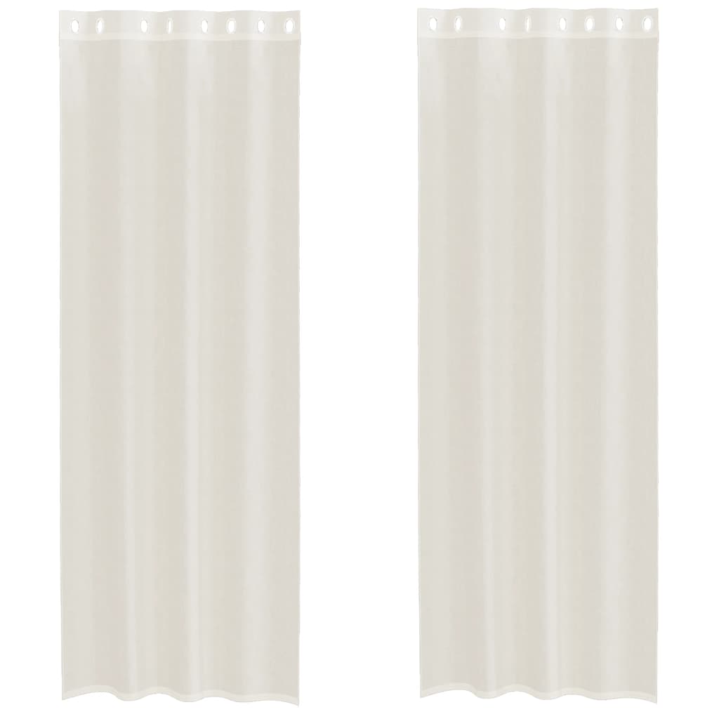 Tende in Voile con Occhielli 2 pz Crema 140x300 cm