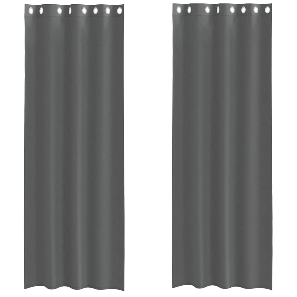 Tende in Voile con Occhielli 2 pz Grigio Scuro 140x260 cm