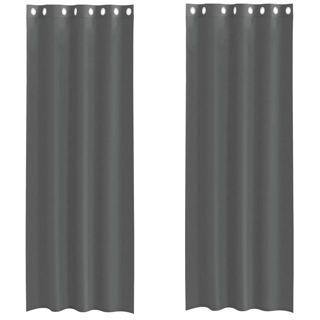 Tende in Voile con Occhielli 2 pz Grigio Scuro 140x300 cm