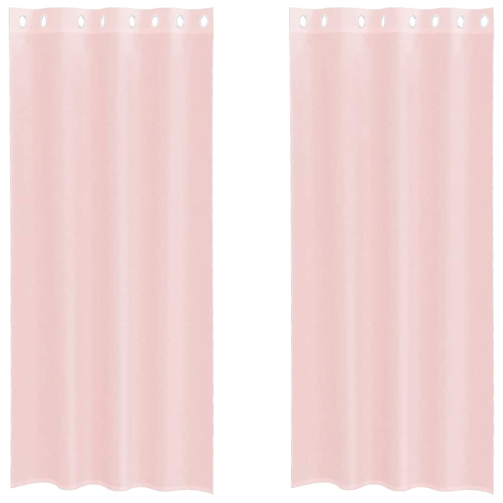 Tende in Voile con Occhielli 2 pz Rosa Chiaro 140x225 cm