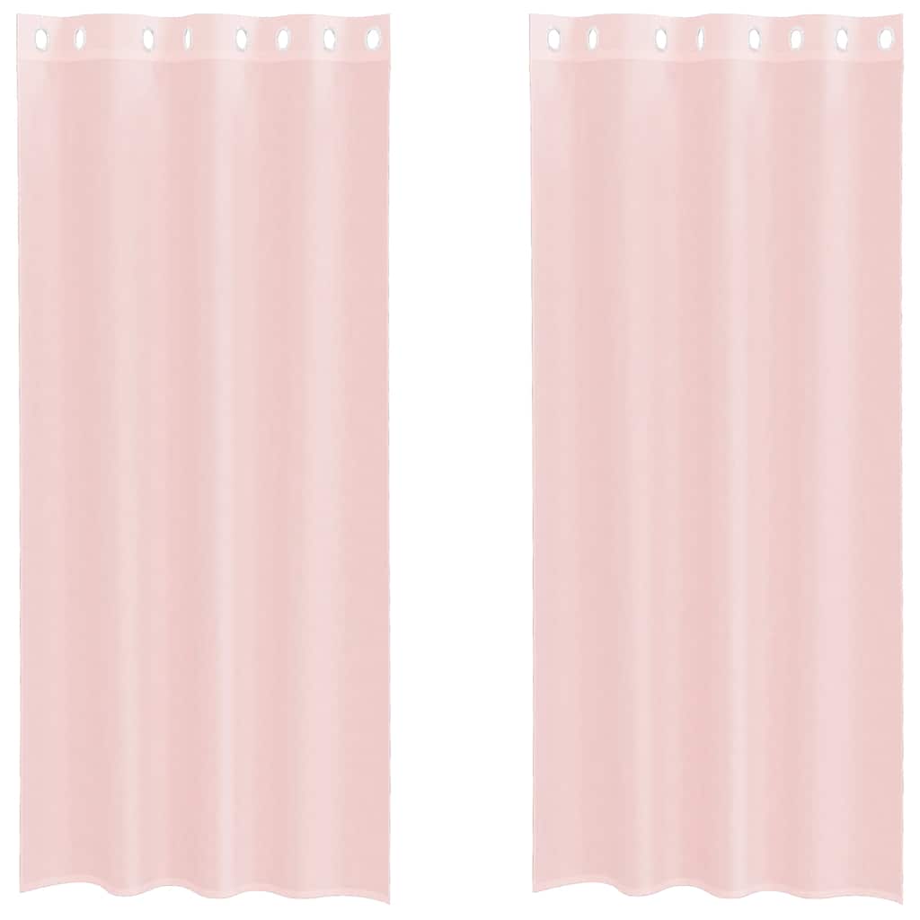 Tende in Voile con Occhielli 2 pz Rosa Chiaro 140x245 cm