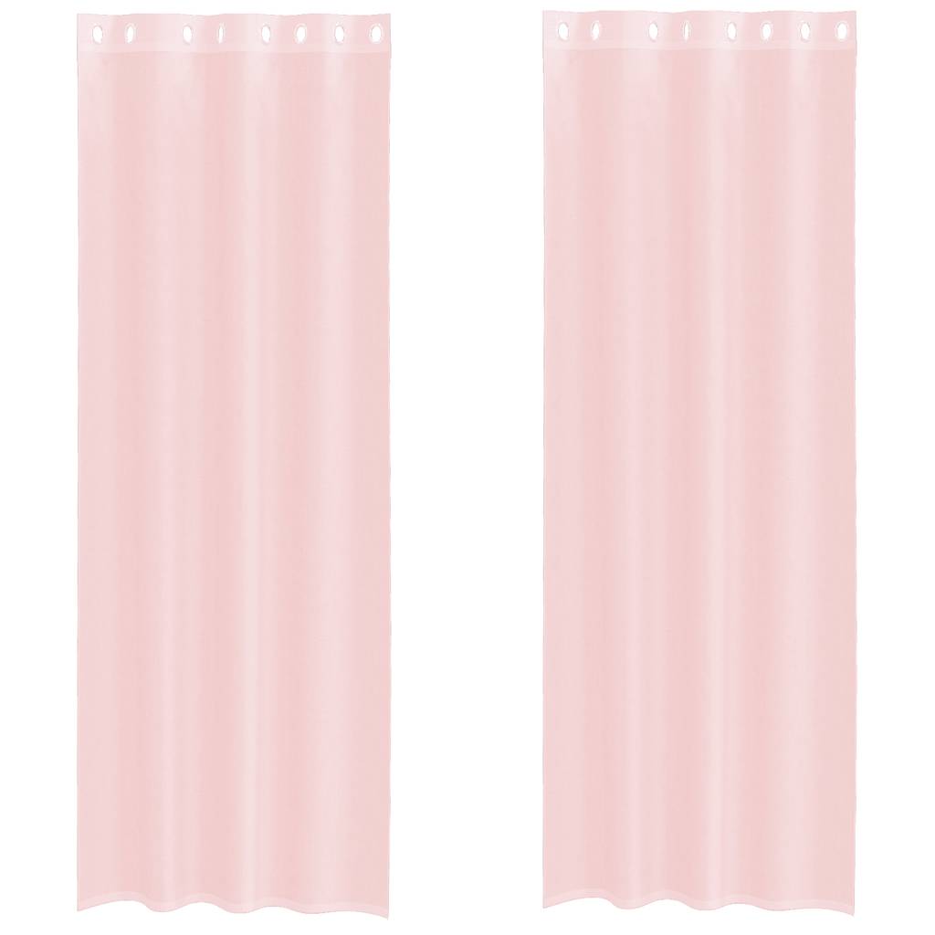 Tende in Voile con Occhielli 2 pz Rosa Chiaro 140x260 cm