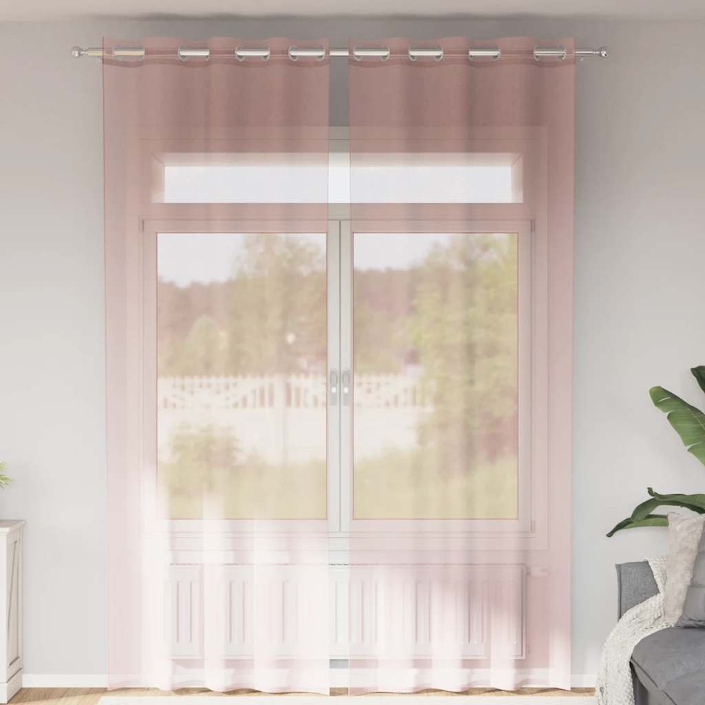 Tende in Voile con Occhielli 2 pz Rosa Chiaro 140x300 cm