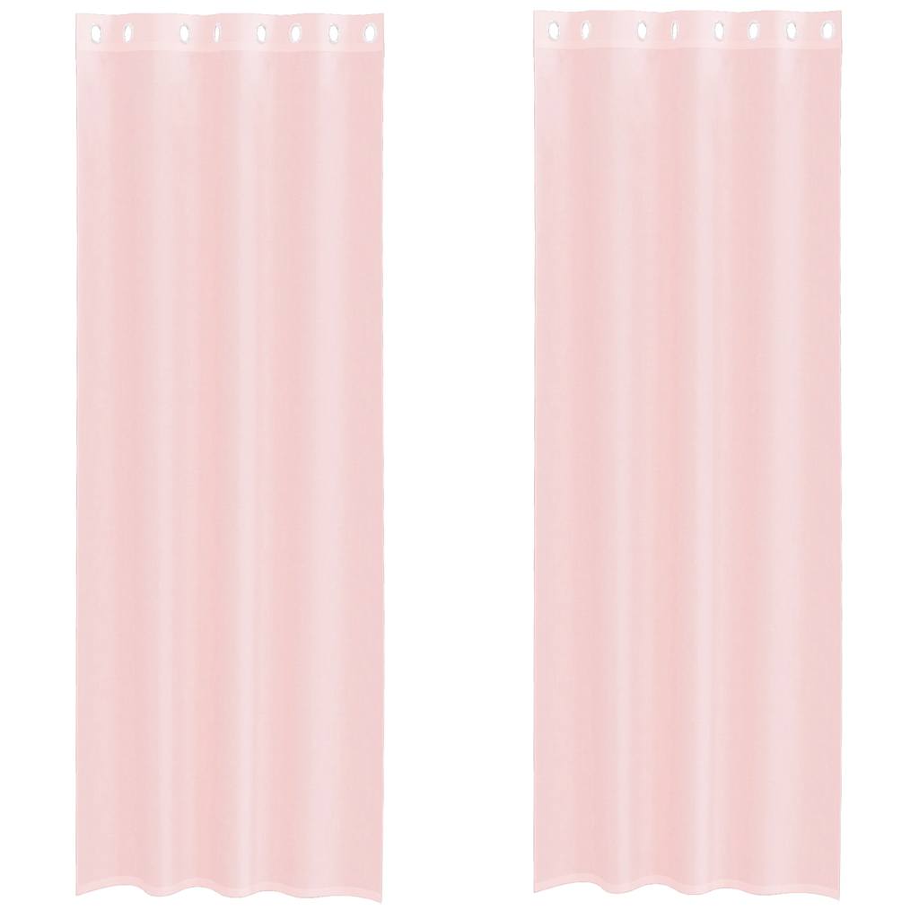 Tende in Voile con Occhielli 2 pz Rosa Chiaro 140x300 cm
