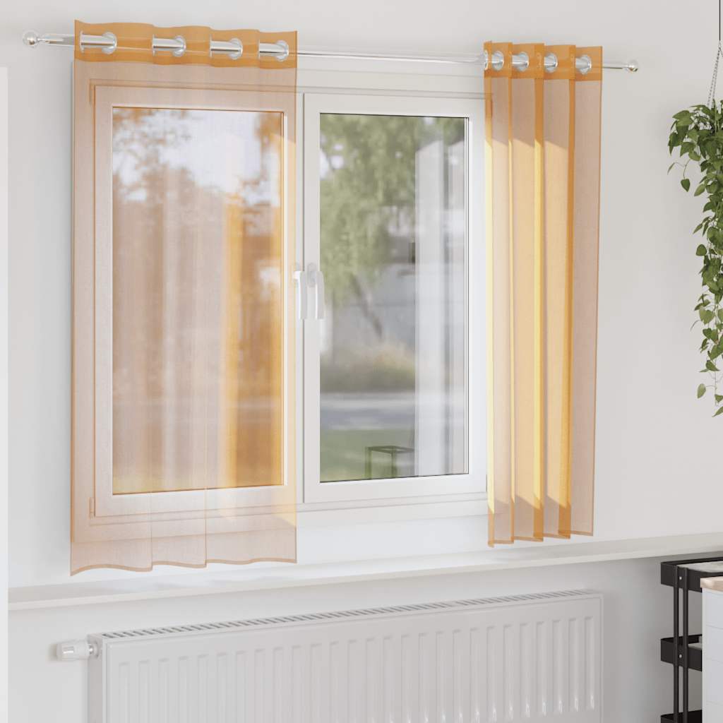 Tende in Voile con Occhielli 2 pz Arancio 140x140 cm