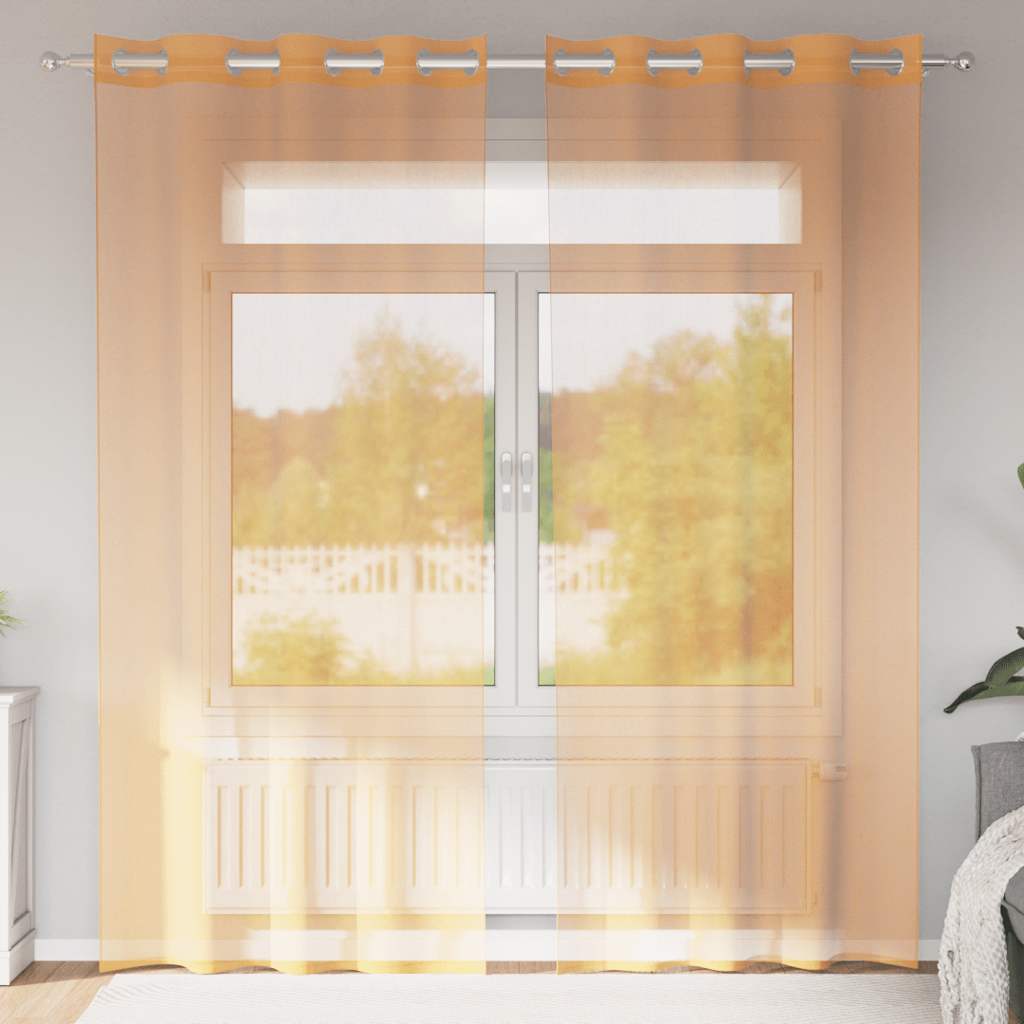 Tende in Voile con Occhielli 2 pz Arancio 140x245 cm