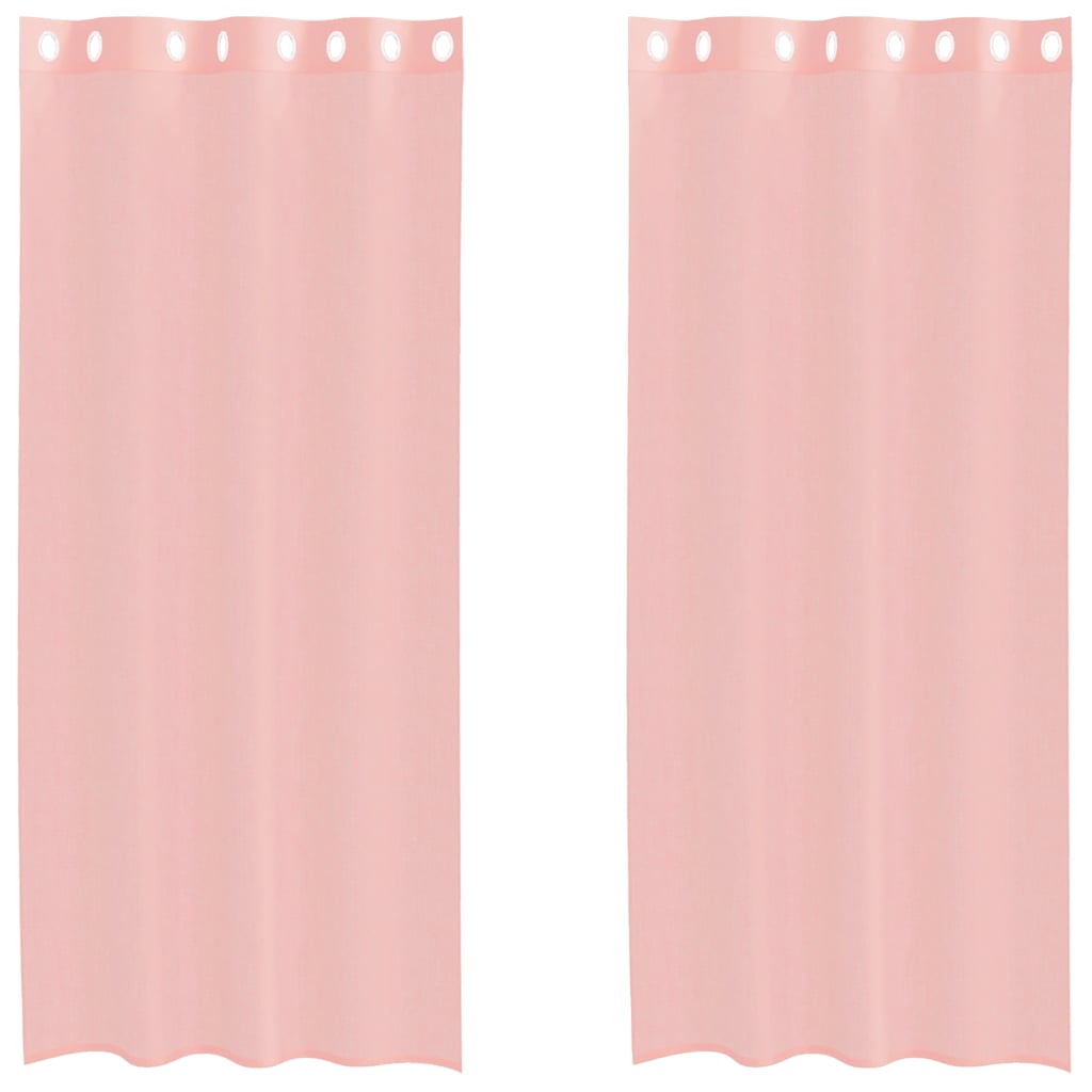 Tende in Voile con Occhielli 2 pz Rosa 140x225 cm