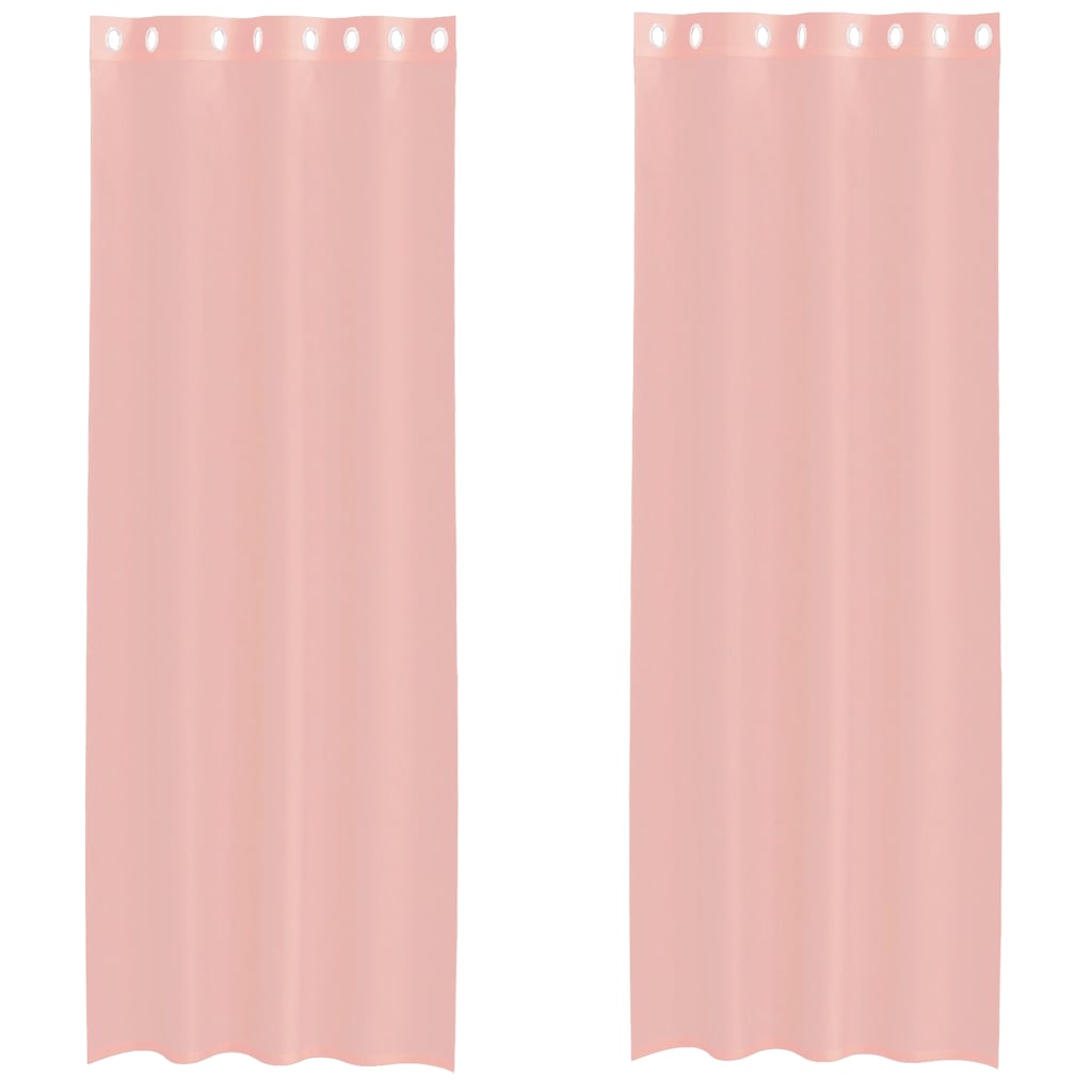 Tende in Voile con Occhielli 2 pz Rosa 140x260 cm
