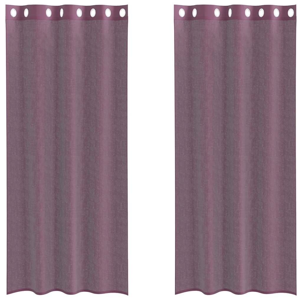 Tende in Voile con Occhielli 2 pz Viola 140x245 cm