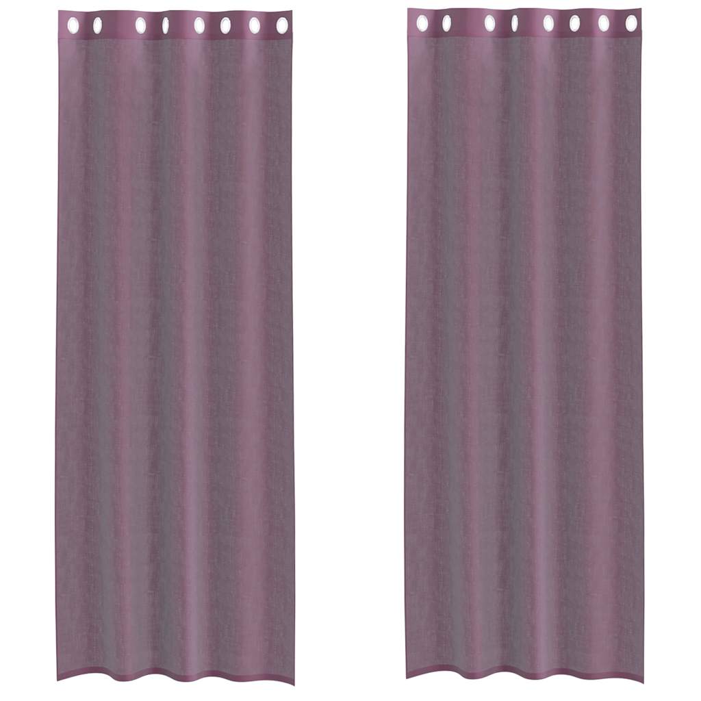 Tende in Voile con Occhielli 2 pz Viola 140x300 cm