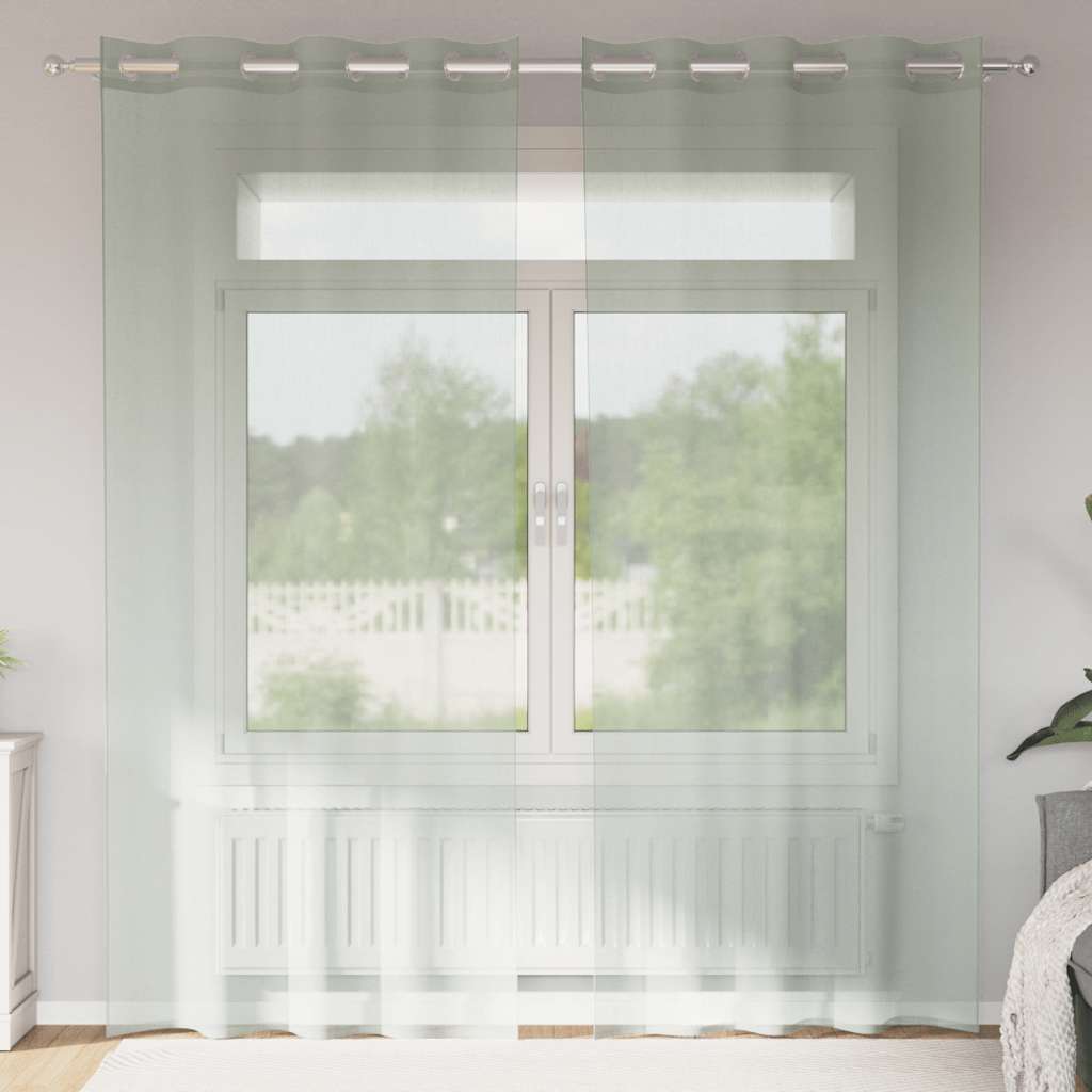 Tende in Voile con Occhielli 2 pz Grigio Chiaro 140x225 cm