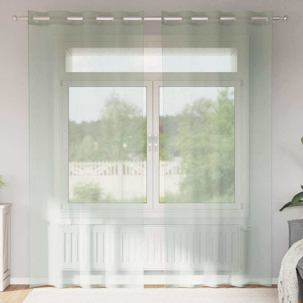 Tende in Voile con Occhielli 2 pz Grigio Chiaro 140x245 cm