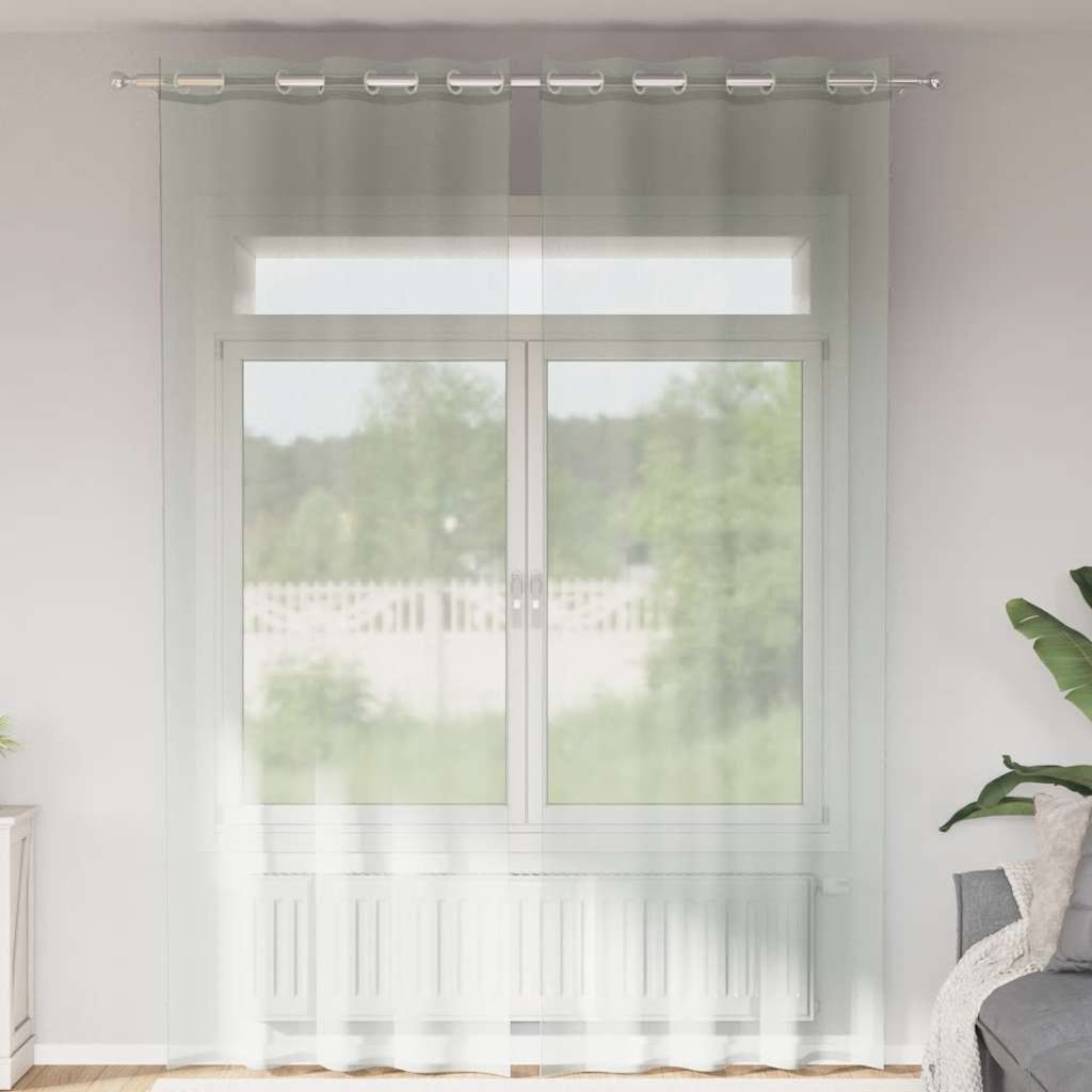 Tende in Voile con Occhielli 2 pz Grigio Chiaro 140x260 cm