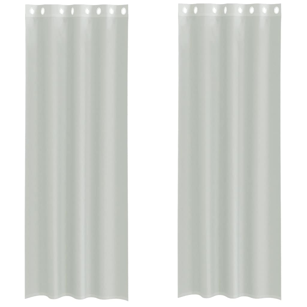 Tende in Voile con Occhielli 2 pz Grigio Chiaro 140x300 cm