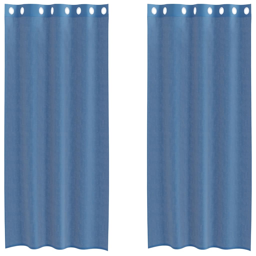 Tende in Voile con Occhielli 2 pz Blu Reale
