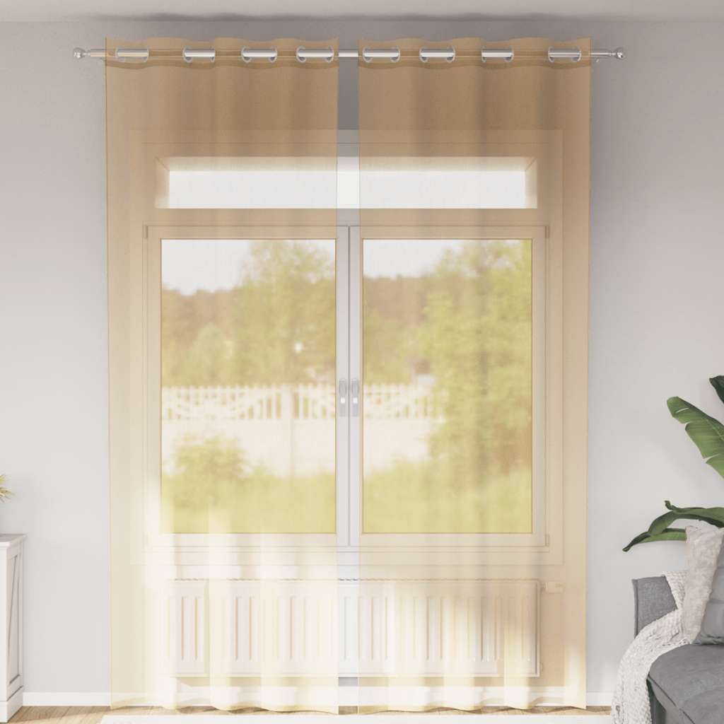 Tende in Voile con Occhielli 2 pz Sabbia