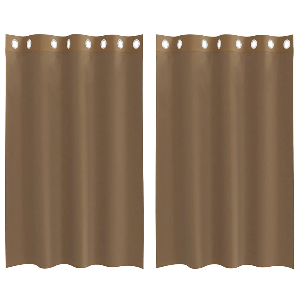 Tende in Voile con Occhielli 2 pz Marrone Chiaro