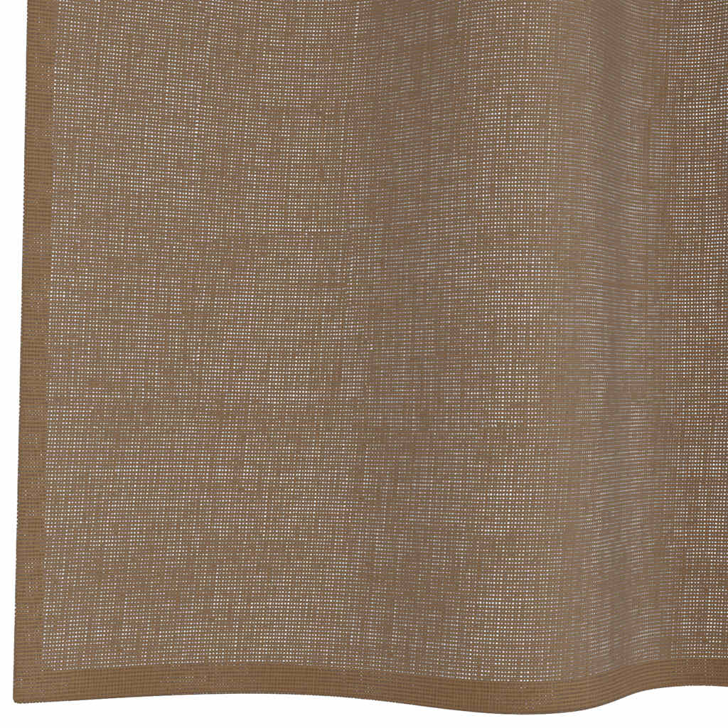 Tende in Voile con Occhielli 2 pz Marrone Chiaro