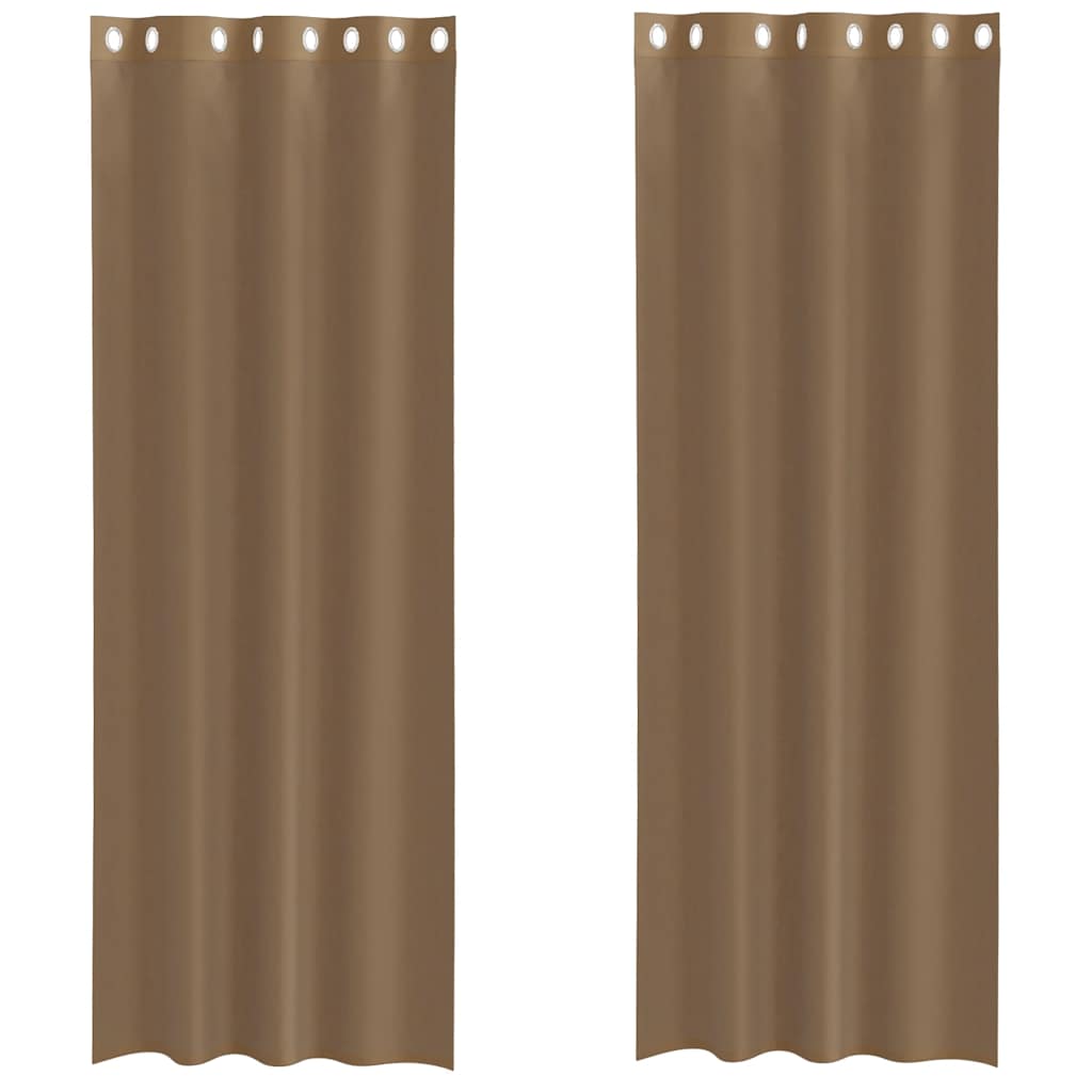 Tende in Voile con Occhielli 2 pz Marrone Chiaro