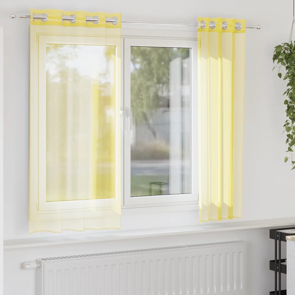 Tende in Voile con Occhielli 2 pz Giallo