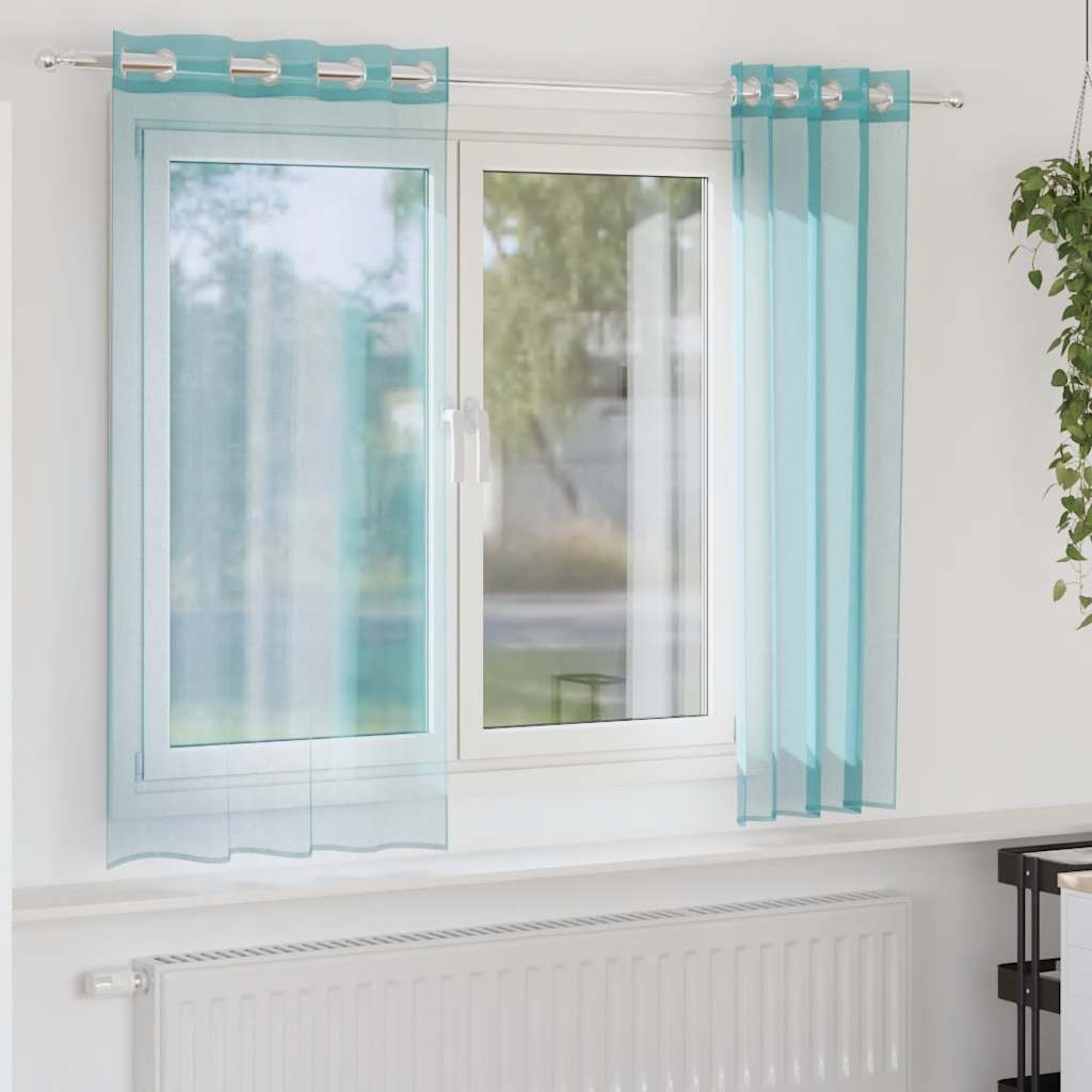 Tende in Voile con Occhielli 2 pz Turchese