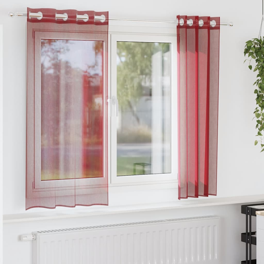 Tende in Voile con Occhielli 2 pz Rosso Vino