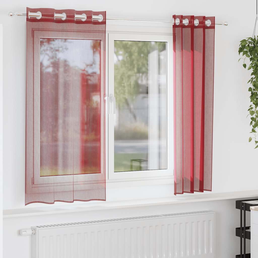 Tende in Voile con Occhielli 2 pz Rosso Vino