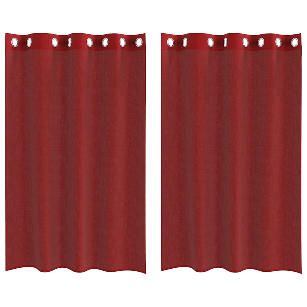 Tende in Voile con Occhielli 2 pz Rosso Vino