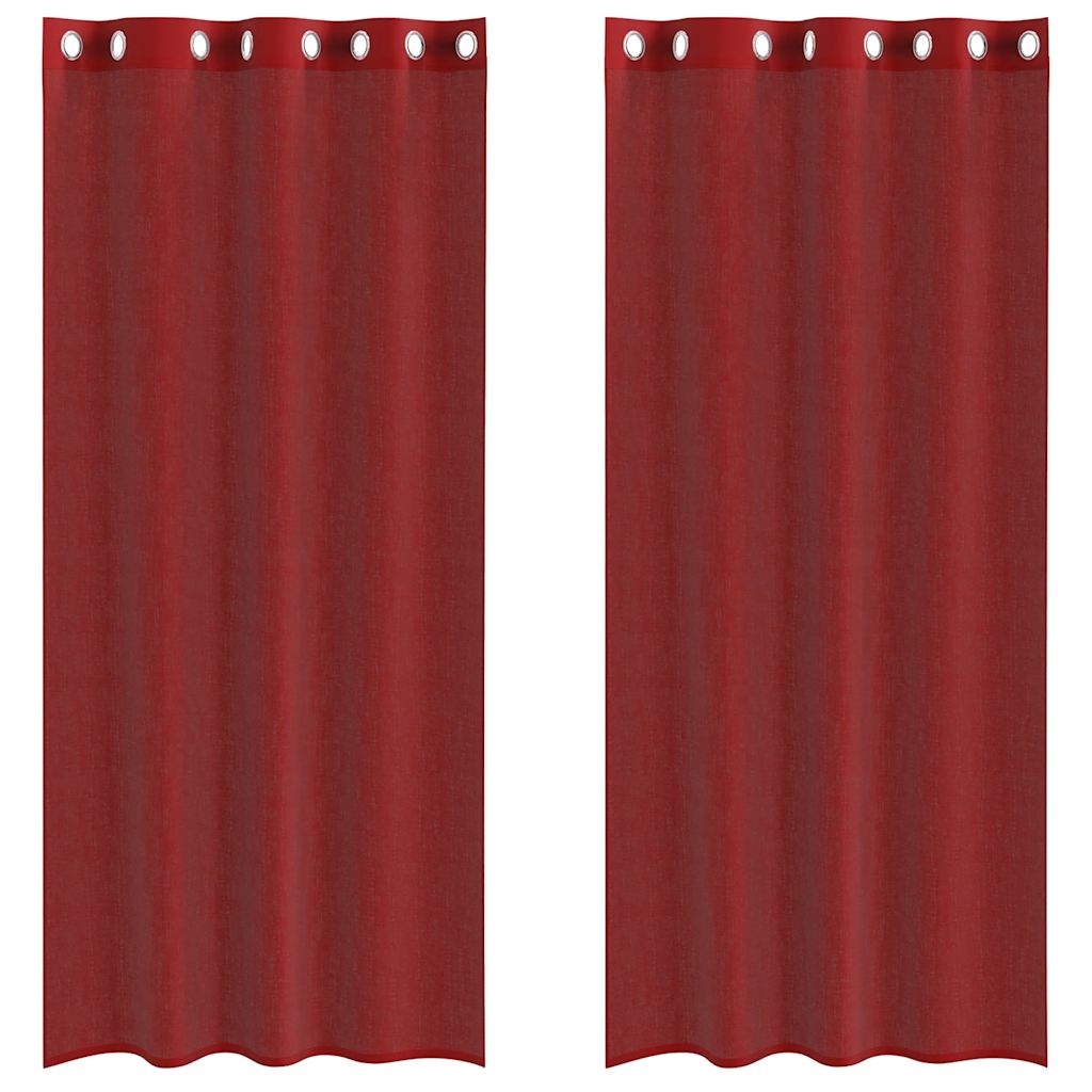 Tende in Voile con Occhielli 2 pz Rosso Vino