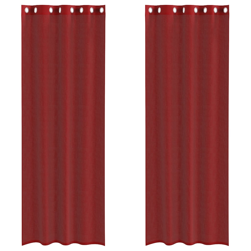 Tende in Voile con Occhielli 2 pz Rosso Vino