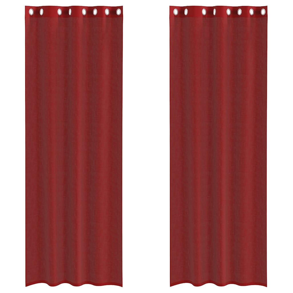 Tende in Voile con Occhielli 2 pz Rosso Vino