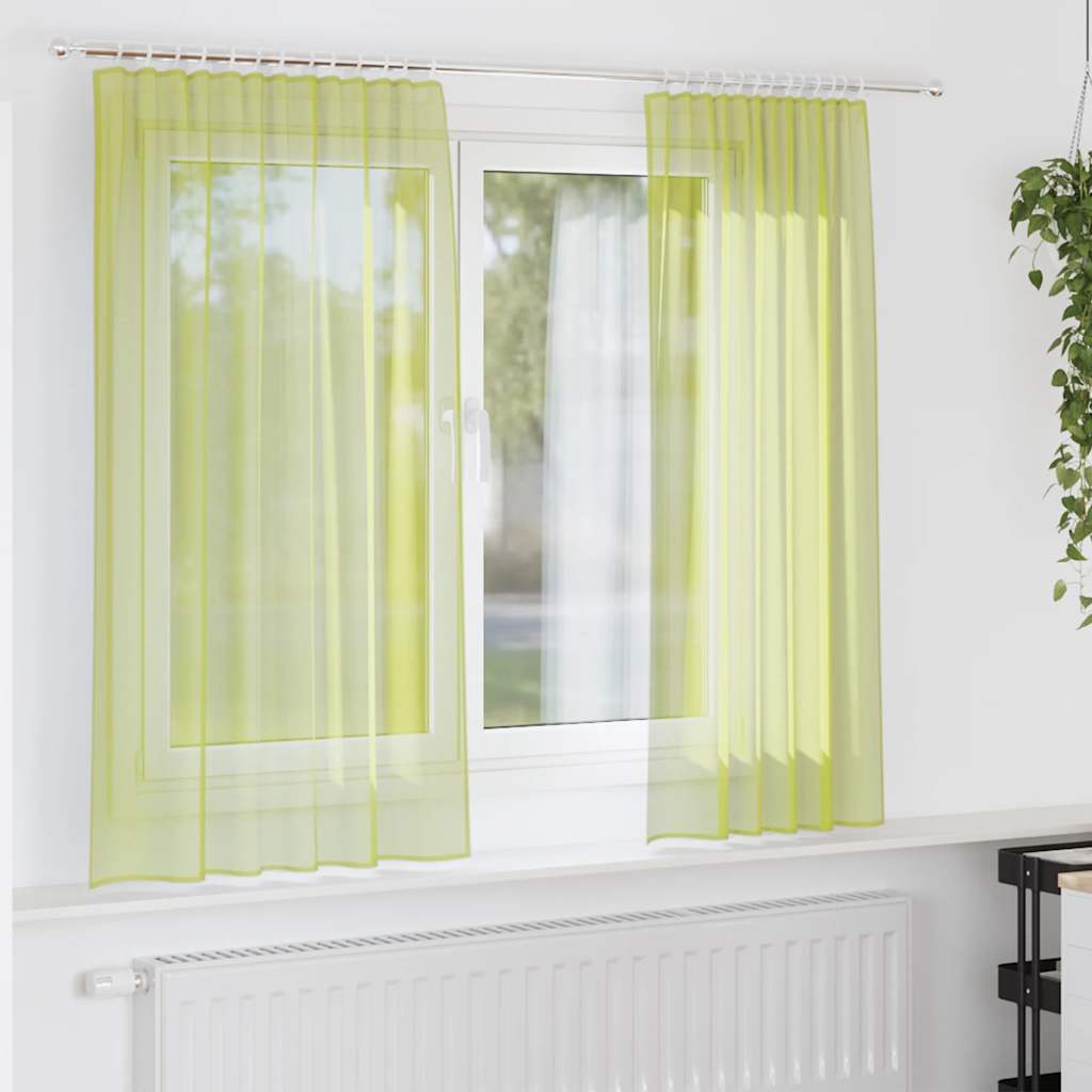 Tende in Voile con Tasche per Aste 2 pz Verde Mela