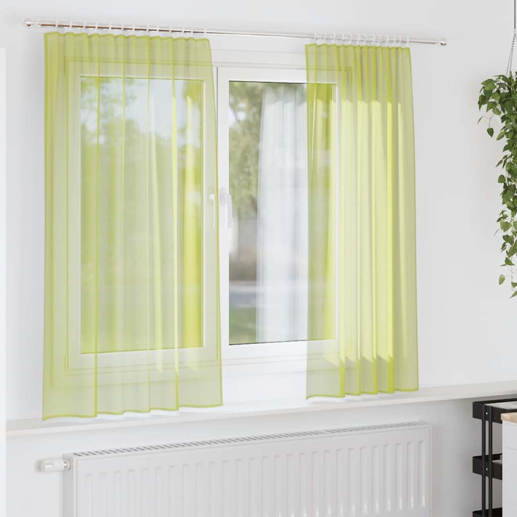Tende in Voile con Tasche per Aste 2 pz Verde Mela