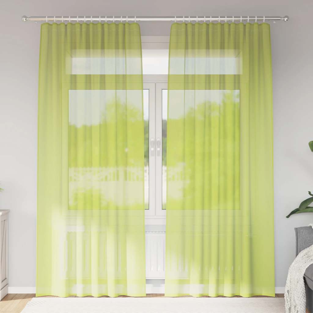 Tende in Voile con Tasche per Aste 2 pz Verde Mela