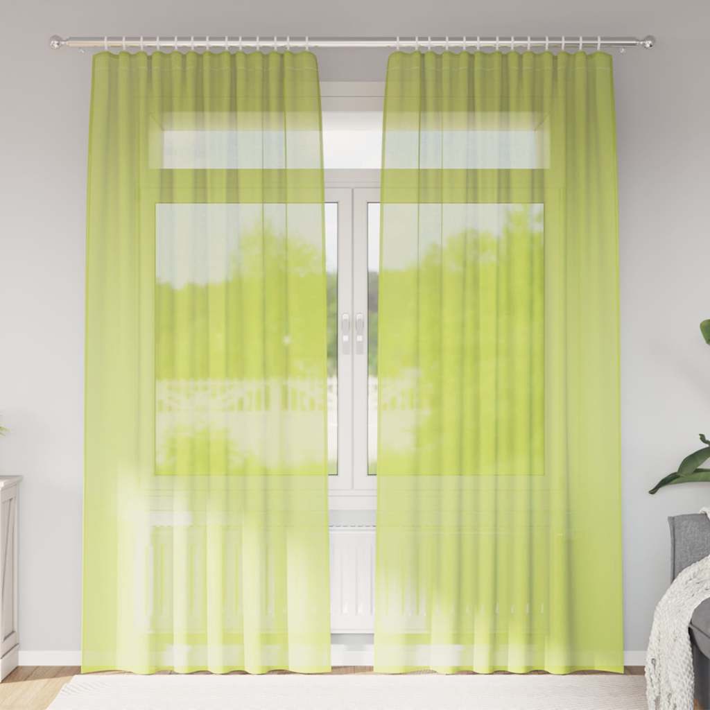 Tende in Voile con Tasche per Aste 2 pz Verde Mela