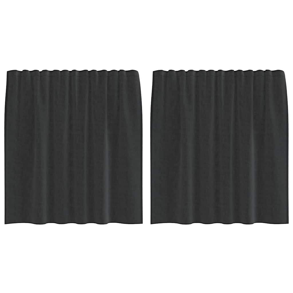 Tende in Voile con Tasche per Aste 2 pz Nero