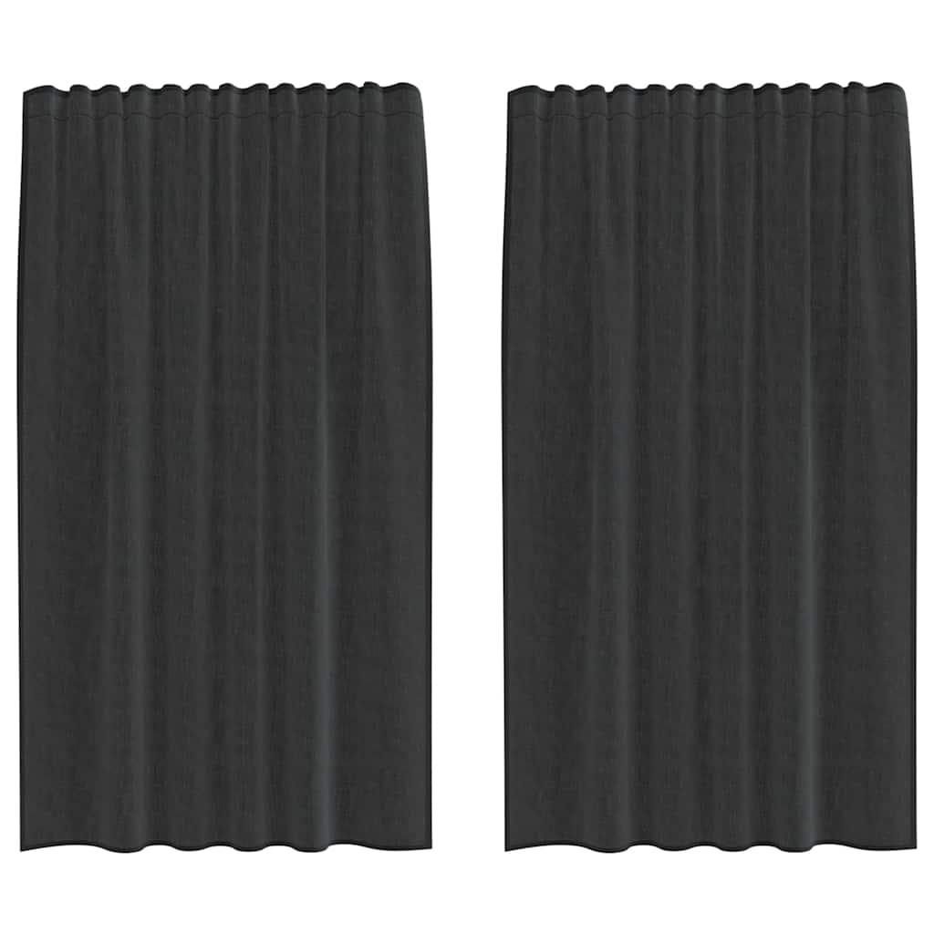 Tende in Voile con Tasche per Aste 2 pz Nero