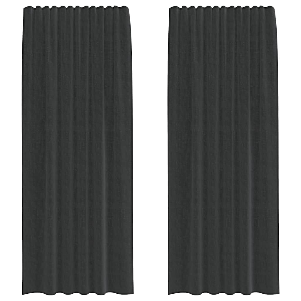 Tende in Voile con Tasche per Aste 2 pz Nero