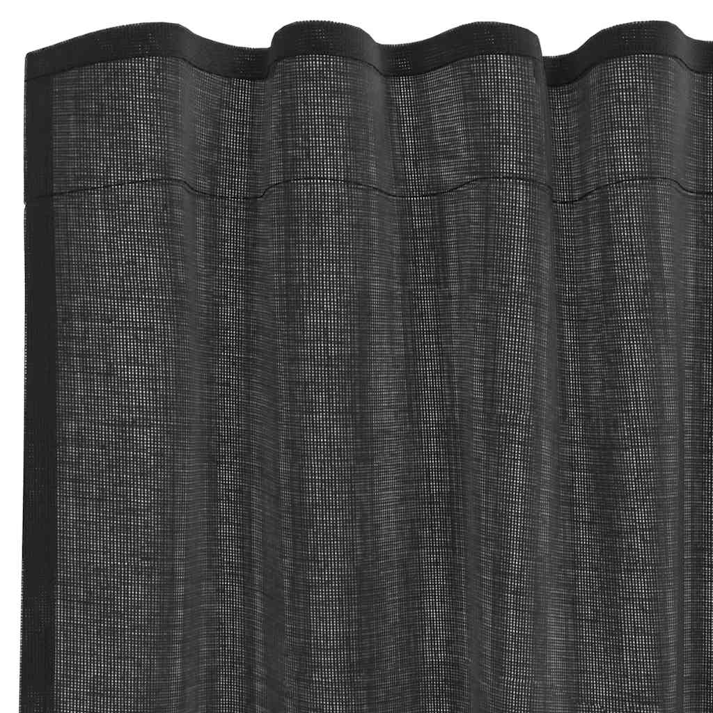 Tende in Voile con Tasche per Aste 2 pz Nero