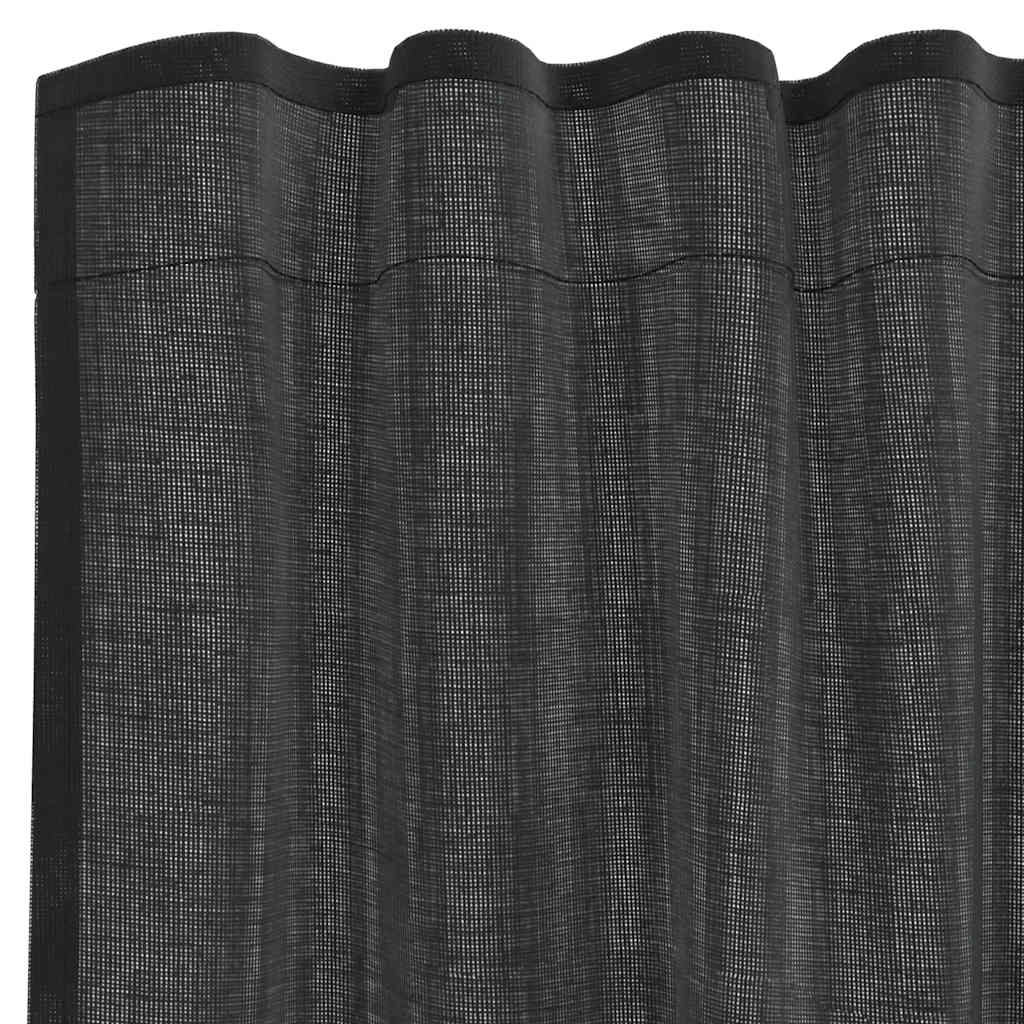 Tende in Voile con Tasche per Aste 2 pz Nero