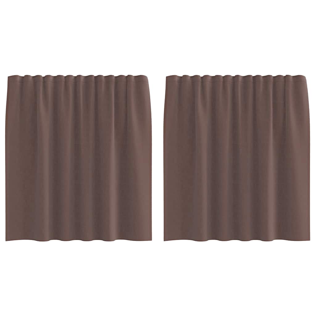 Tende in Voile con Tasche per Aste 2 pz Marrone
