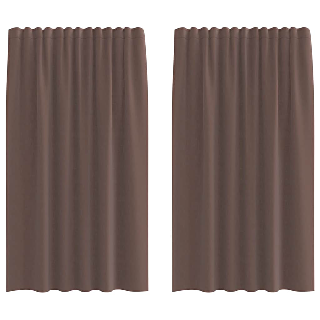 Tende in Voile con Tasche per Aste 2 pz Marrone