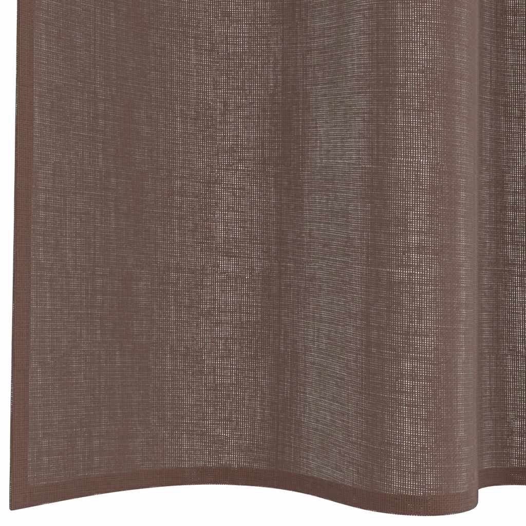 Tende in Voile con Tasche per Aste 2 pz Marrone