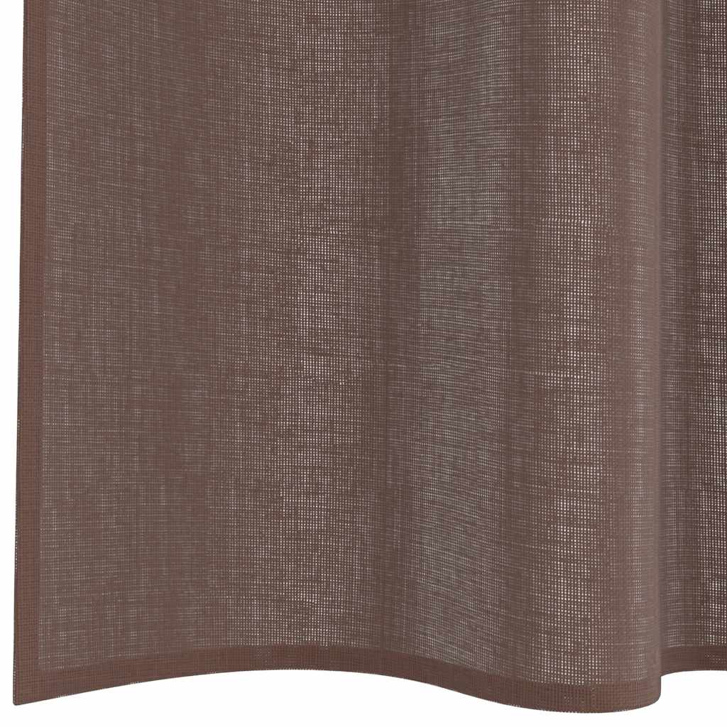 Tende in Voile con Tasche per Aste 2 pz Marrone