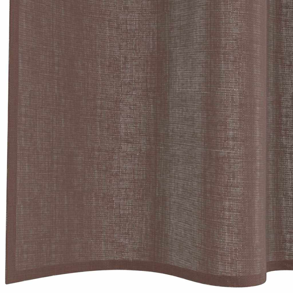 Tende in Voile con Tasche per Aste 2 pz Marrone