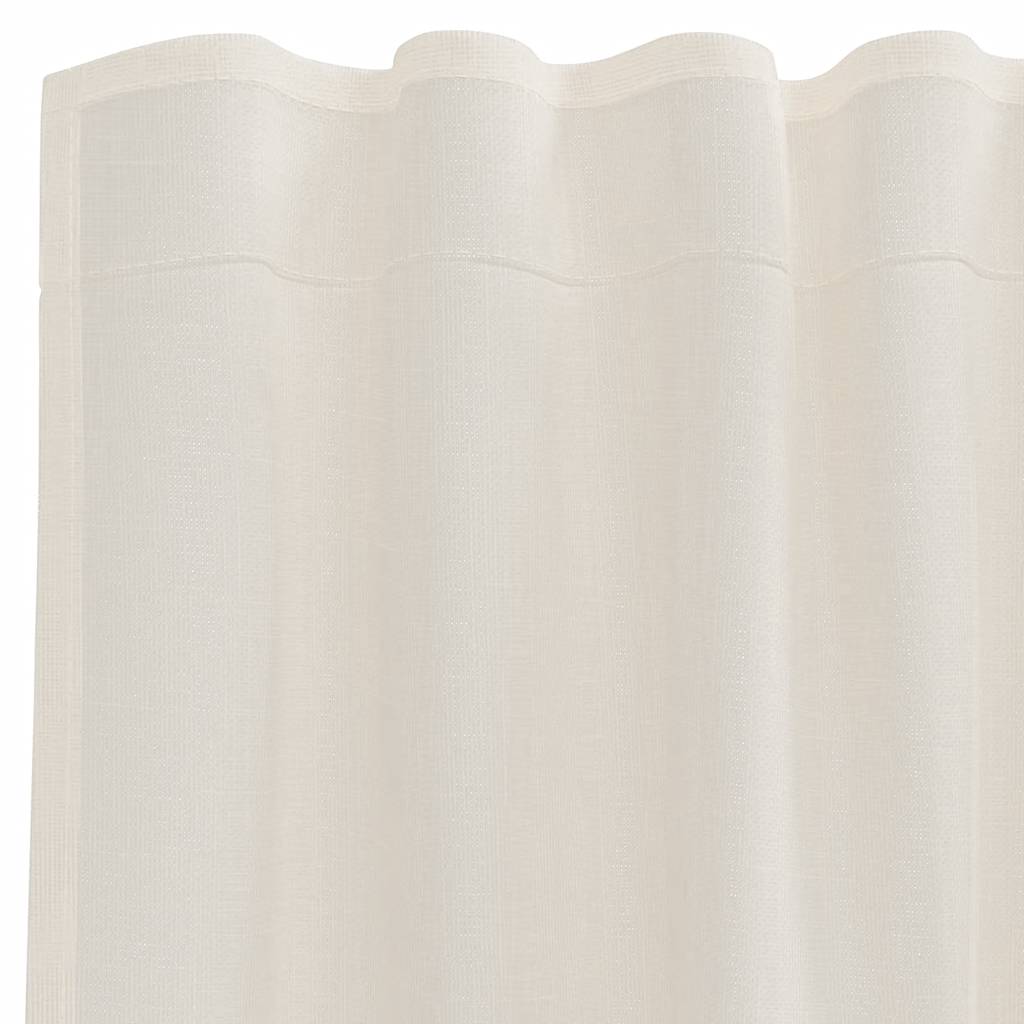 Tende in Voile con Tasche per Aste 2 pz Crema