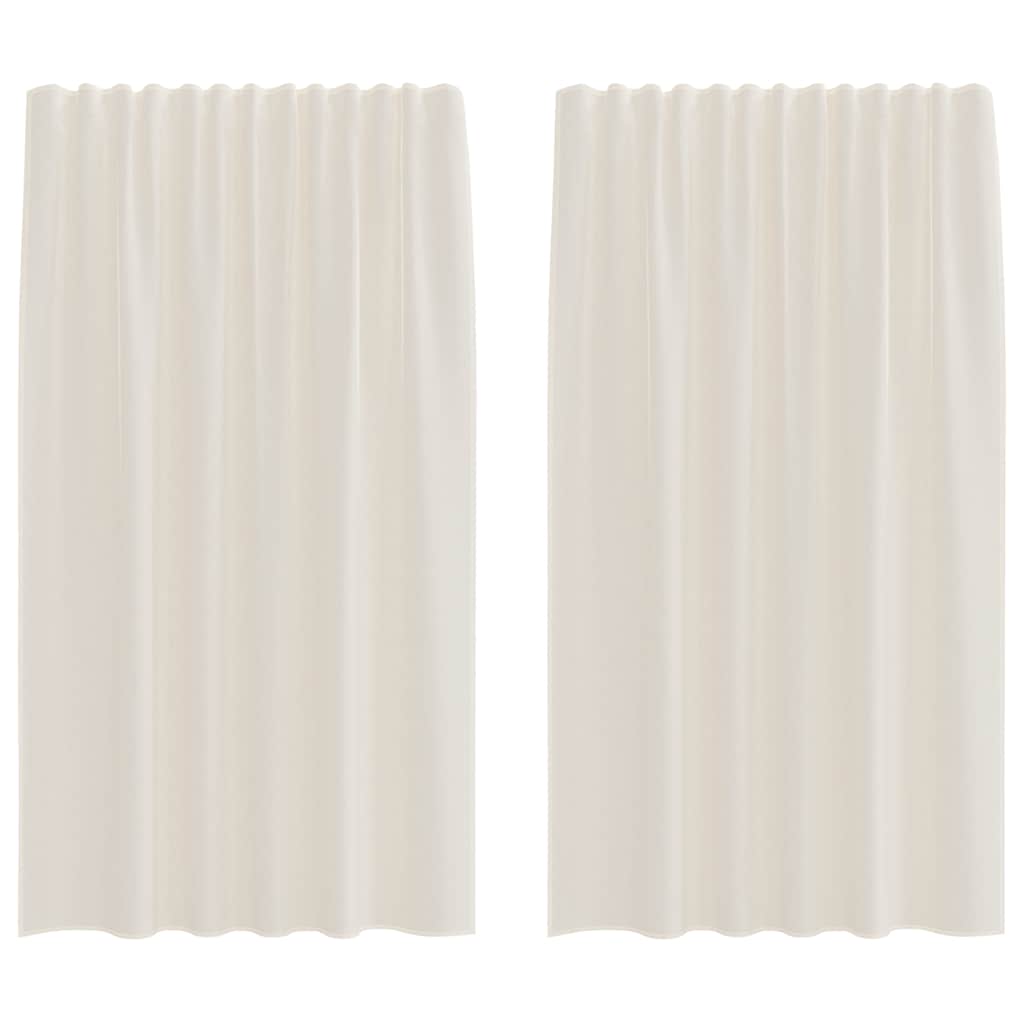 Tende in Voile con Tasche per Aste 2 pz Crema